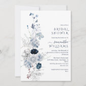 Invitation Bride Fleur sauvage bleu de la Marine Florale d'hi (Devant)