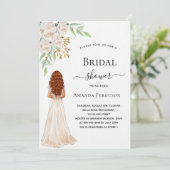 Invitation Bride fleurons blancs vert luxe nuptiale (Debout devant)