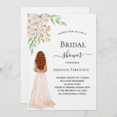 Invitation Bride fleurons blancs vert luxe nuptiale (Devant / Derrière)