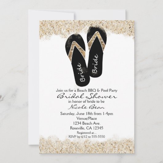 Invitation Bride Flip Flop Sandales Summer Beach Fête des mar (Devant)