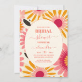 Invitation Bride florale moderne rose et jaune (Devant)