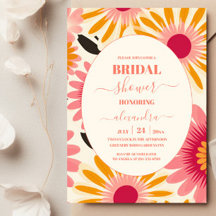 Invitation Bride florale moderne rose et jaune