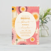 Invitation Bride florale moderne rose et jaune (Debout devant)