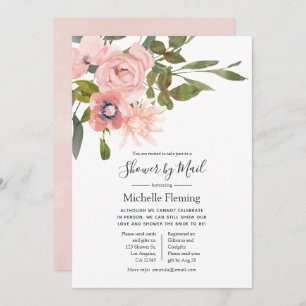 Invitation Bride florale rose pâle ou Baby shower par courrie