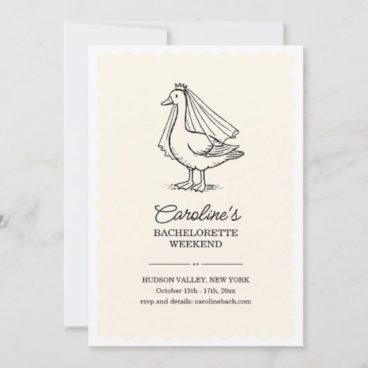 Invitation Bride Goose Doodle Weekend Bachelorette Party (Devant)