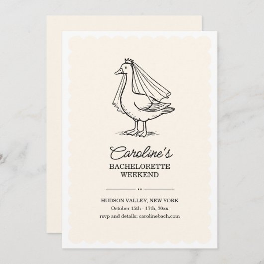 Invitation Bride Goose Doodle Weekend Bachelorette Party (Devant / Derrière)