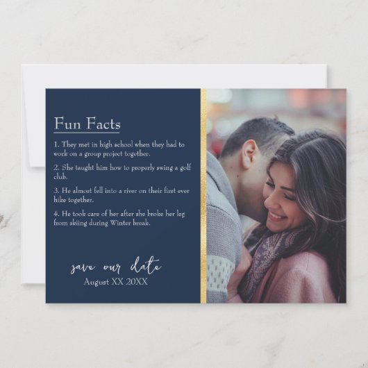 Invitation Bride & Groom Information Photo sur Navy Blue (Devant)