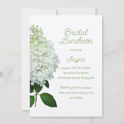 Invitation Bride Hydrangea Limelight / Wedding shower (Devant)