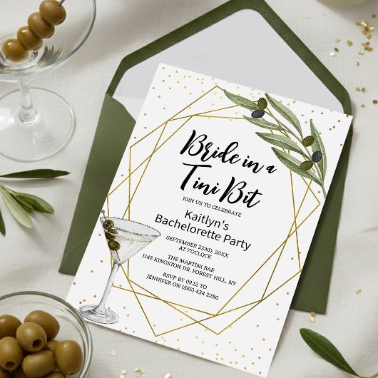 Invitation 'Bride in a Tini Bit' Martini Bachelorette Party