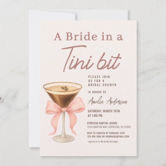 Invitation Bride in a Tini Bit QR Code Bridal Shower (Devant)