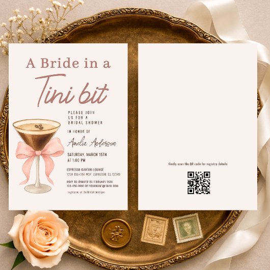 Invitation Bride in a Tini Bit QR Code Bridal Shower