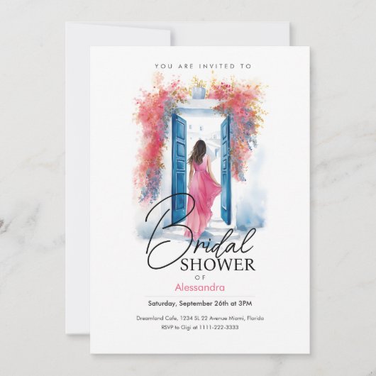 Invitation Bride in Santorini Greek Theme | Bridal Shower BRW (Devant)