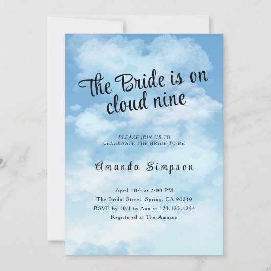 Invitation Bride Is On Cloud Nine Bridal Shower (Devant)