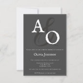 Invitation Bride monogramme minimaliste gris (Devant)