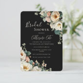 Invitation Bride noire vintage Rose Florale (Debout devant)
