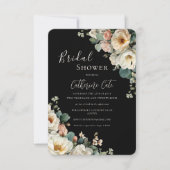 Invitation Bride noire vintage Rose Florale (Devant)