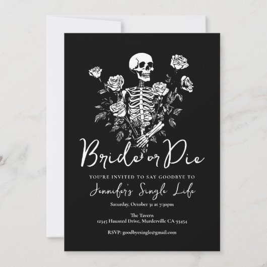 Invitation Bride or Die Floral Skeleton Bachelorette Party (Devant)