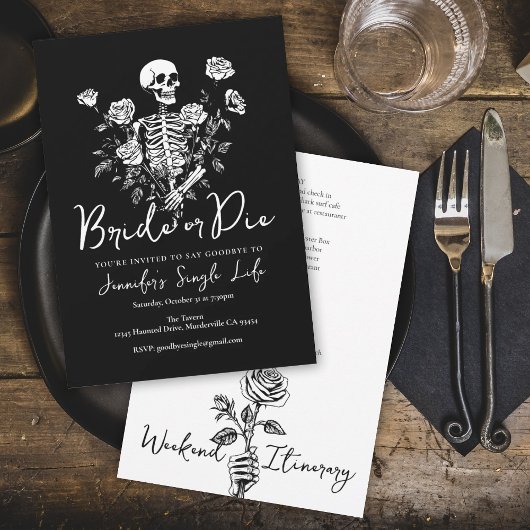 Invitation Bride or Die Floral Skeleton Bachelorette Weekend