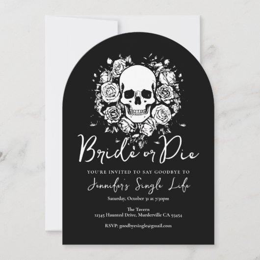 Invitation Bride or Die Floral Skull Bachelorette Party (Devant)