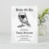 Invitation Bride or Die Gothic Skeleton Bachelorette Party (Debout devant)