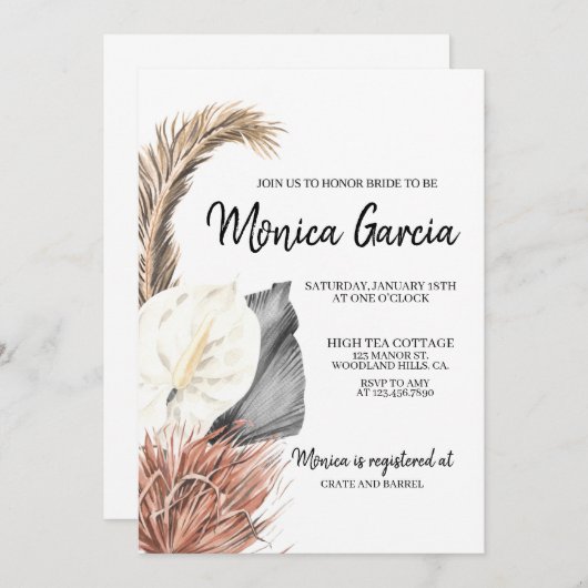 Invitation Bride|PAMPAS GRASS/BOHEMIAN (Devant / Derrière)
