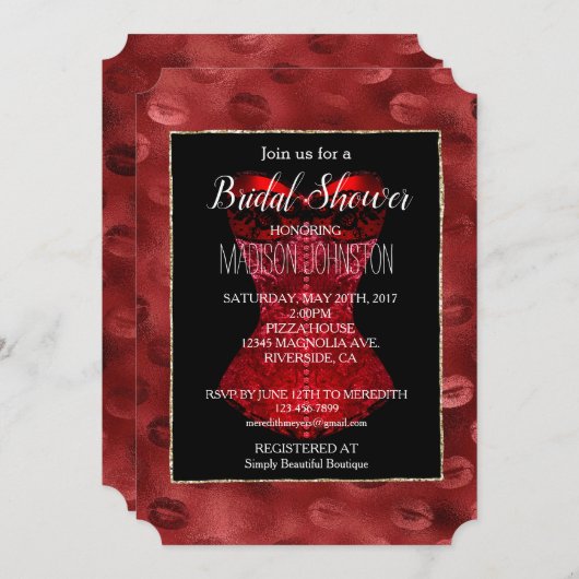 Invitation Bride Red Lips Corset (Devant / Derrière)