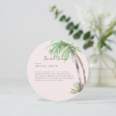 Invitation Bride ronde Blush Tropical Palm Folid (Debout devant)