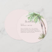 Invitation Bride ronde Blush Tropical Palm Folid (Devant / Derrière)