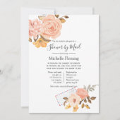 Invitation Bride rose et or Floral ou Baby shower par courrie (Devant)
