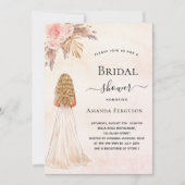 Invitation Bride rose or pampas herbe Fête des mariées (Devant)