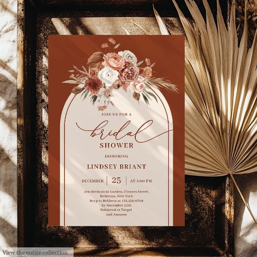 Invitation Bride Rustique Dusty Orange Pampas Grass Floral