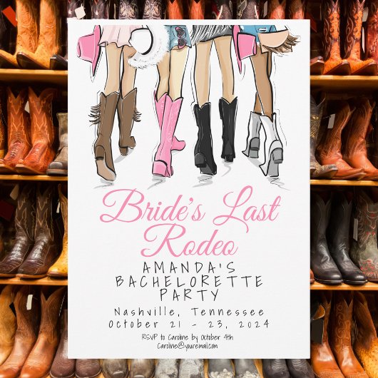 Invitation Bride’s Last Rodeo Bachelorette Party Cowboy Boots