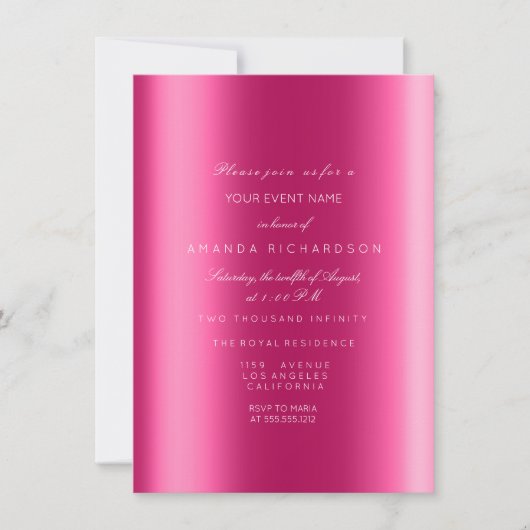 Invitation Bride Spark Metallic Sepia Black Confetti Fuchsia (Devant)
