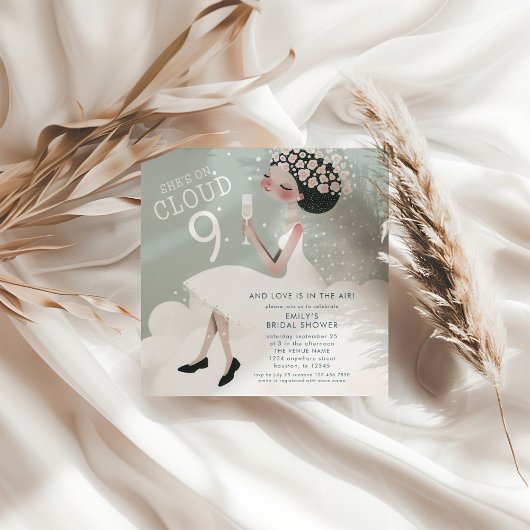 Invitation Bride sur Cloud 9 Carré Fête des mariées Turquoise