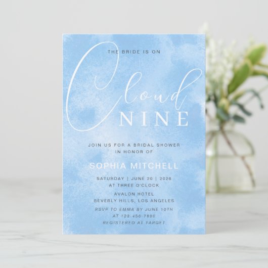 Invitation Bride sur Cloud 9 Fête des mariées de script d'enc (Debout devant)