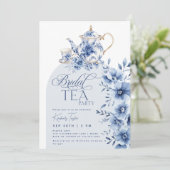 Invitation Bride Tea Party Blue Chinoiserie Fête des mariées (Debout devant)