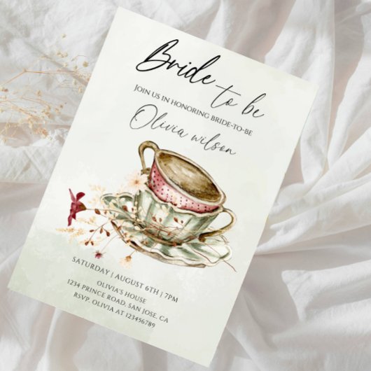 Invitation Bride-to-Be Bridal Shower - Two Cups of Tea Theme