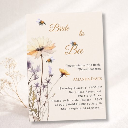 Invitation Bride to bee wildflower ivory garden bridal shower