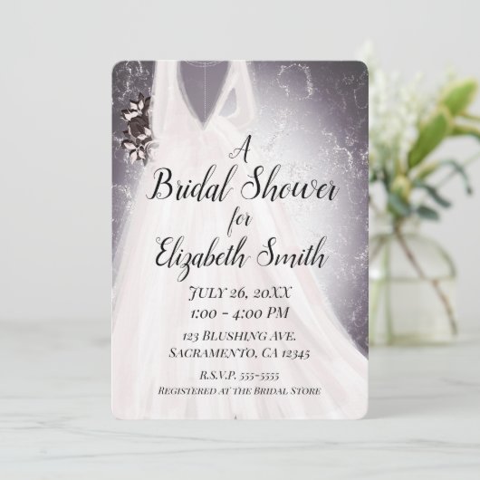 Invitation Bride violette violette moderne Fête des mariées d (Debout devant)