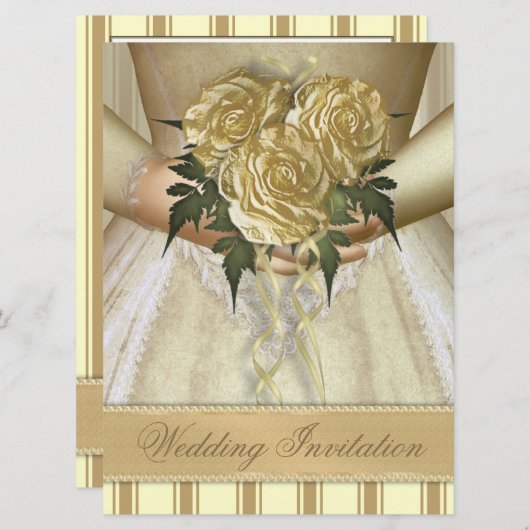 Invitation Brides Bouquet (ivoire) Mariage - Surdimensionné (Devant / Derrière)