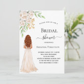 Invitation Brides fleurons blancs robe verte douche nuptiale (Debout devant)