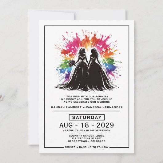 Invitation Brides Rainbow Burst Mariage (Devant)