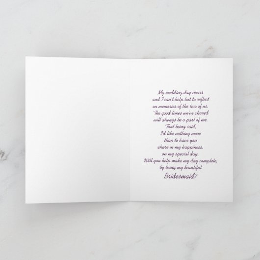 INVITATION BRIDESMAID ATTENDANT PAR BRIDE (Intérieur)