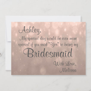 Invitation Bridesmaid Blush Bokeh