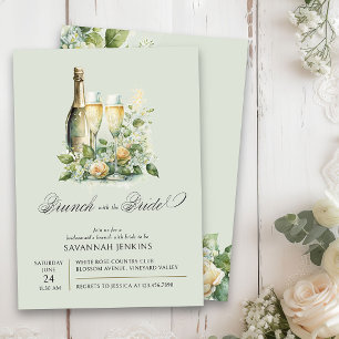 Invitation Bridesmaid Brunch avec la mariée Champagne Floral