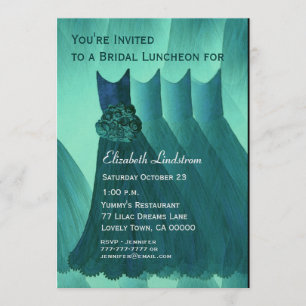 Invitation Bridesmaid Brunch Turquoise Green Dresses métalliq