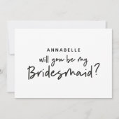 Invitation Bridesmaid demande moderne noir blanc typographie (Devant)