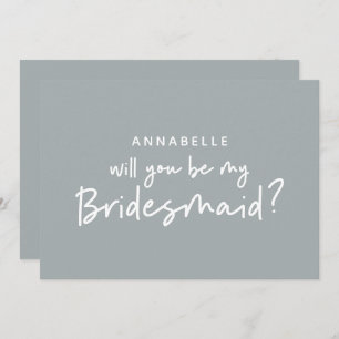 Invitation Bridesmaid demande une typographie moderne gris bl