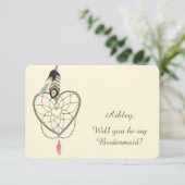 Invitation Bridesmaid Dreamcatcher en plumes turquoises (Debout devant)