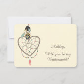 Invitation Bridesmaid Dreamcatcher en plumes turquoises (Devant)